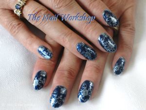 Gel II colours Midnight Blue and Metallic Blue Rose Stamping.