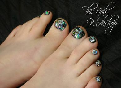 Gelish Black Shadow and Glitter pieces Gel Pedicure