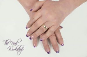 Acrylic and Encapsulated Purple Glitter manicure