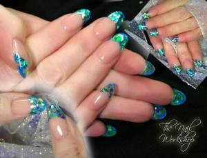 Acrylic Encapsulated Green Blue Angel Paper Glitter
