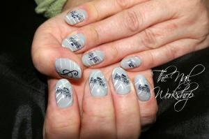 Gelish Greys and Music Nail Art