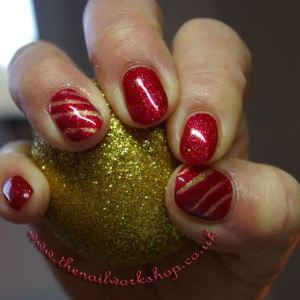 Gelish Christmas Red and Gold