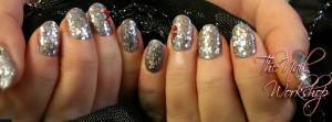 Gelish Mignight Caller and Chunky Sliver Glitter