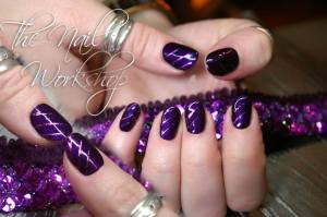 Gelish Night Reflection and Purple foil