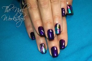 Gelish Night Reflection and Three Toned Foil