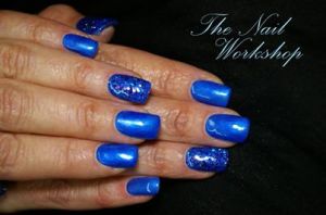 Gelish ocean Wave and Chunky Blue Glitter