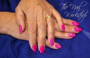 Gelish Pink and white Dots