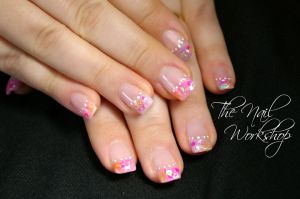 Prohesion Acrylic Encapsulated Pink and Coral Glitter