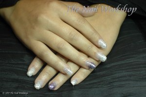 ProHesion Sculptured acrylics with encapsulated glitter created by Emma